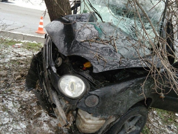 В Запорожье водитель выжил, разбив вдребезги свою машину об дерево  фото