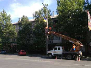 В центре города устанавливают иллюминации в виде черешни  фото