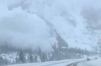 Водитель снял на видео сошедшую с горы лавину  фото