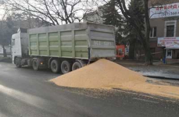 В Николаеве из грузовика на ходу высыпалось 10 тонн кукурузы  фото