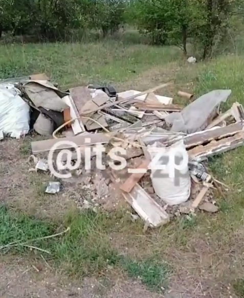 В Запорожье парочка выбрасывала строительный мусор прямо в посадку фото