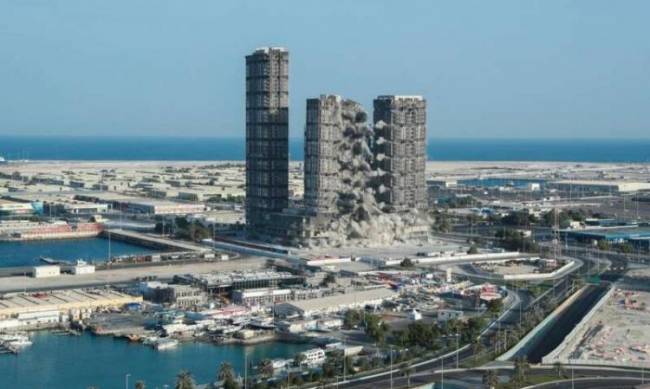 В Абу-Даби взорвали четыре небоскреба на рекорд фото