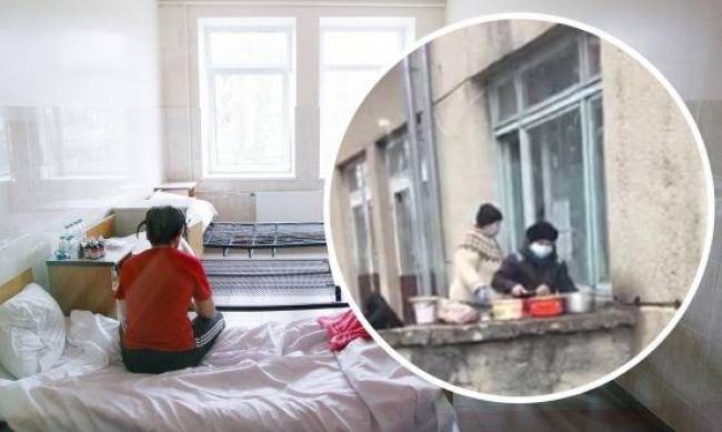 В ковид-больнице под Львовом пациентов кормят через окно с улицы: скандальное видео  фото